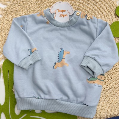  Inverno 2025 - Conjunto Doguinho Fantasiado Casaco Moletinho e Calça Moletom - Azul